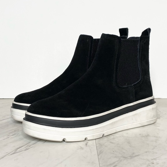 Steven by Steve Madden Avery Black Suede Platform Chelsea Boot 6M - Picture 1 of 13